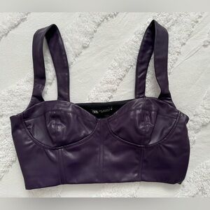 Crop leather corset top